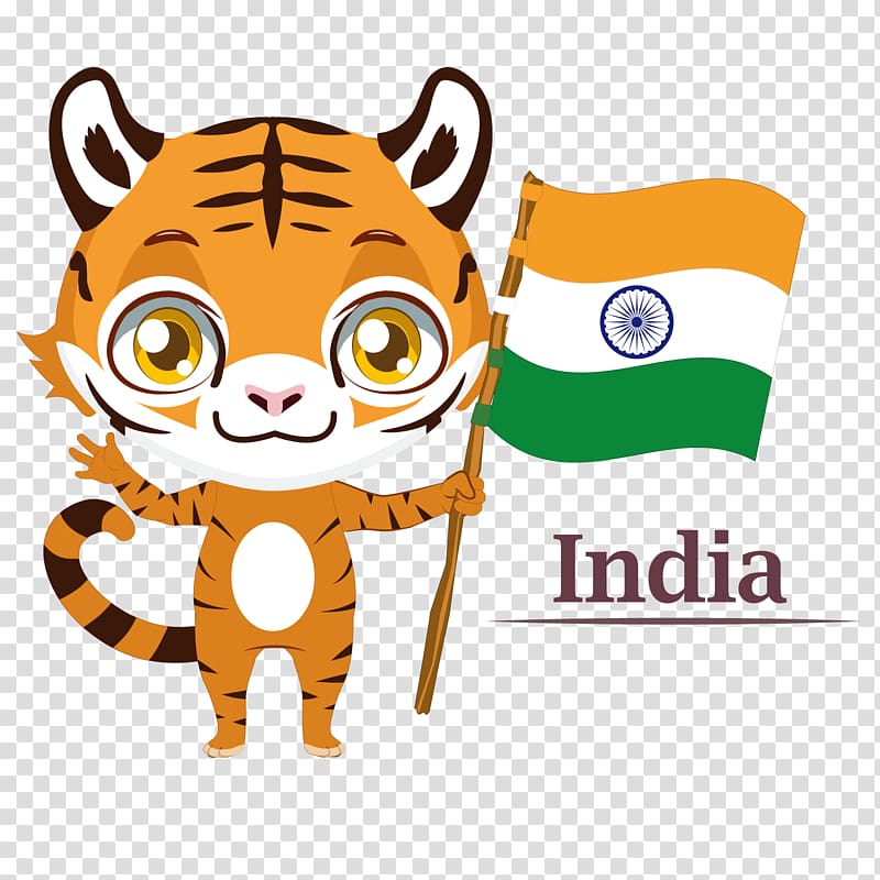 Bengal tiger Flag of India Illustration, India transparent background PNG clipart