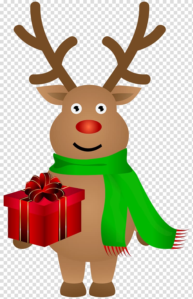 Rudolph the red-nosed reindeer , Reindeer Christmas ornament Cartoon Antler Illustration, Cute Christmas Reindeer transparent background PNG clipart