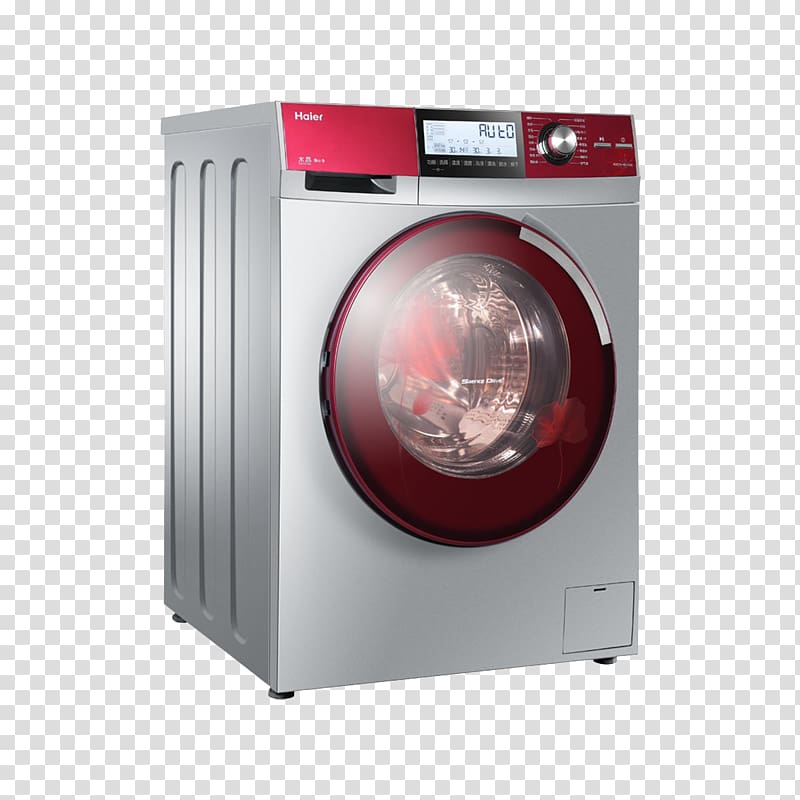 Washing machine Haier Clothes dryer Laundry, Haier washing machine decorative design material in kind transparent background PNG clipart