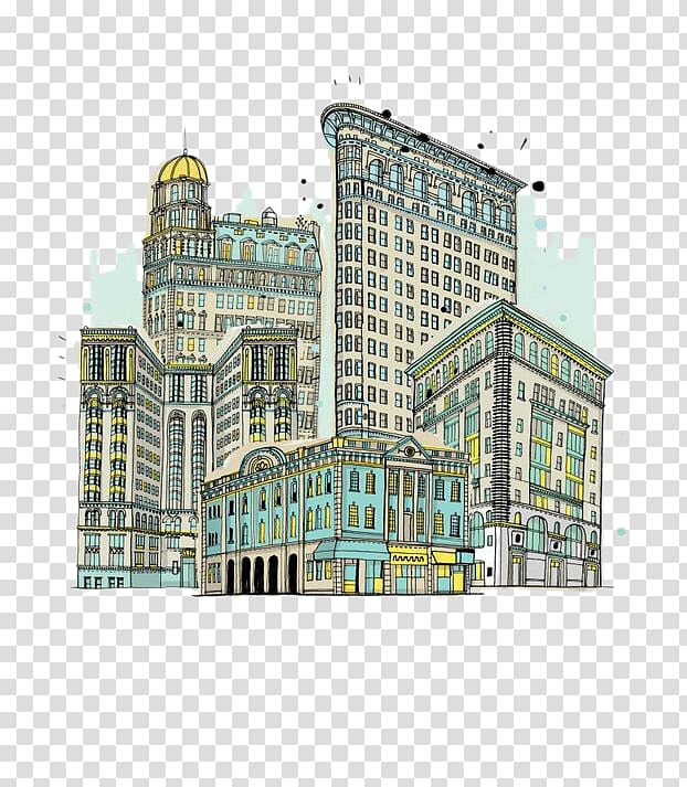 Brooklyn Australia All the Buildings in New York: That I\'ve Drawn So Far Drawing, Hand-painted city building transparent background PNG clipart