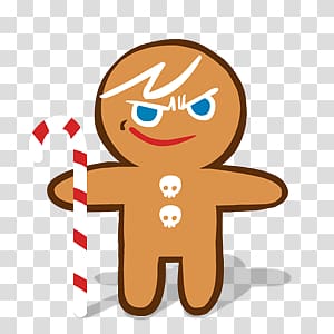 Gingerbread man holding candycane illustration, Cookie Run Ginger Brave transparent background PNG clipart