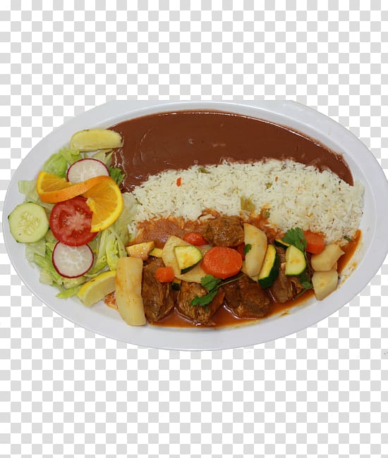 Curry Asian cuisine Plate Cooked rice Recipe, Carne Asada transparent background PNG clipart