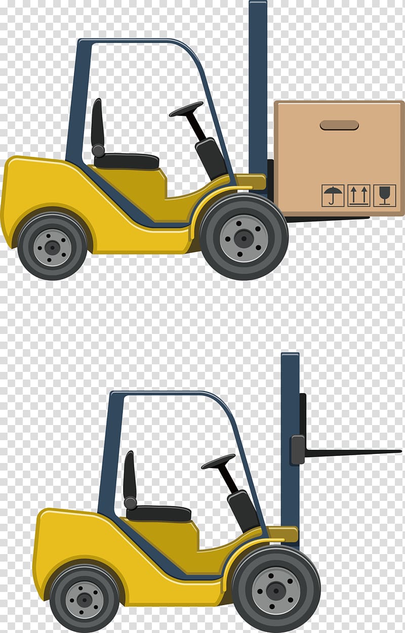 yellow forklift illustration, Car Forklift Icon, Logistics consignment truck transparent background PNG clipart