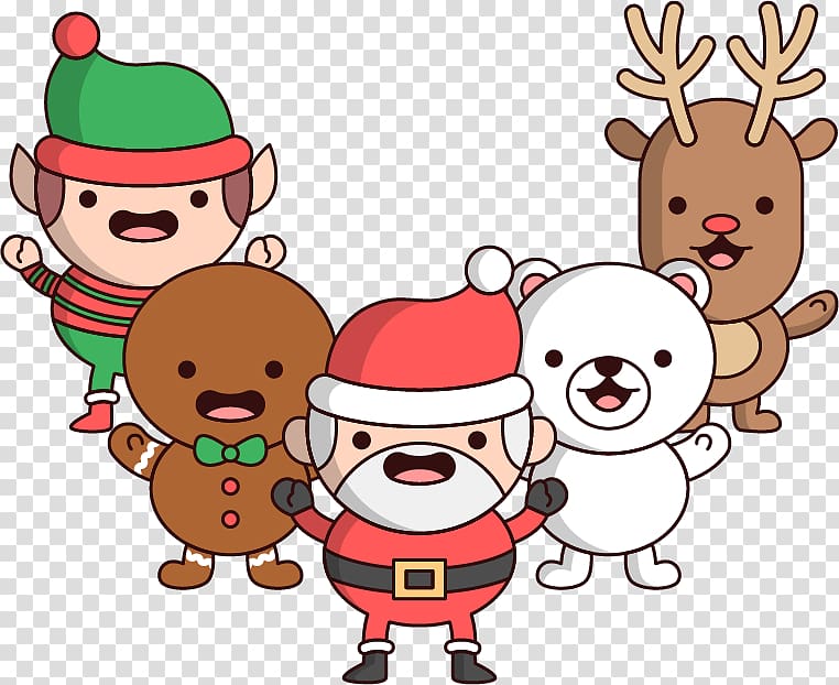 Reindeer Santa Claus Christmas, cute cartoon deer Santa Bear transparent background PNG clipart