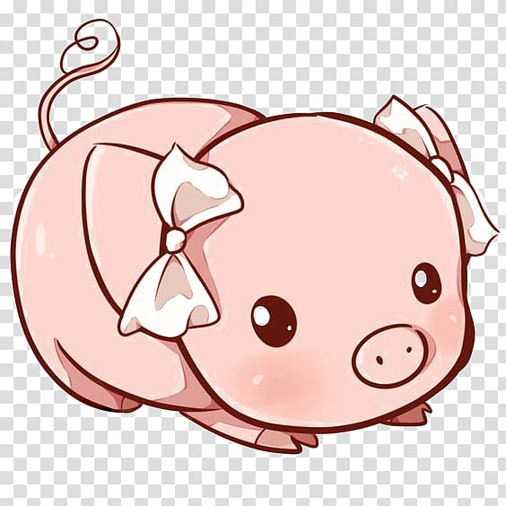 Domestic pig Paper Kavaii Drawing Illustration, Cartoon pig transparent background PNG clipart