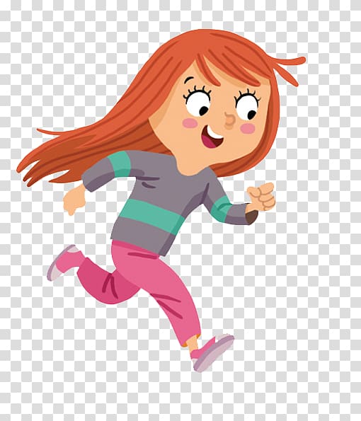Cartoon, Running girl transparent background PNG clipart