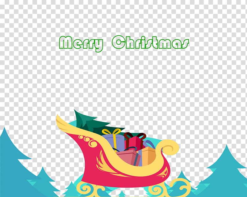 Santa Claus Sled Christmas, Cartoon Christmas sleigh transparent background PNG clipart