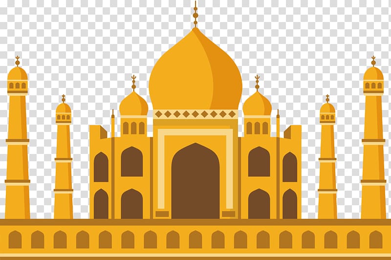Taj Mahal illustration, Church Mosque Islam, Yellow Islamic Church transparent background PNG clipart