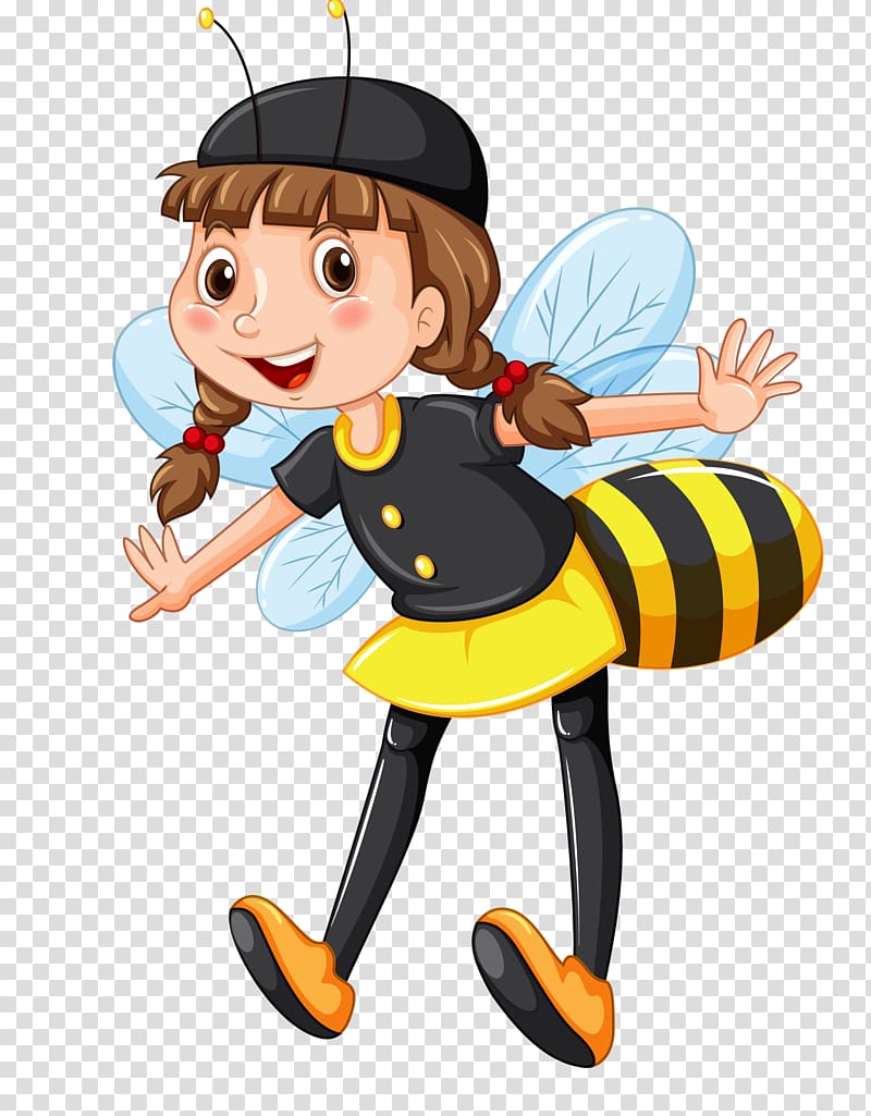 Costume Child Illustration, Bee Girl transparent background PNG clipart.