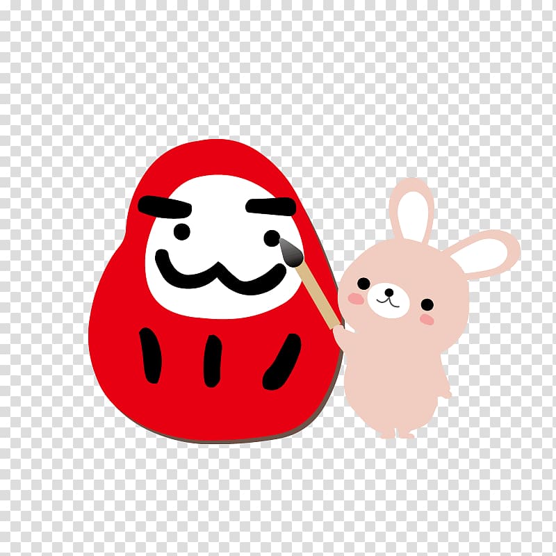 Japan Daruma doll u9054u78e8 (u3060u308bu307eu30c0u30ebu30de) Roly-poly toy Illustration, Bunny painting transparent background PNG clipart