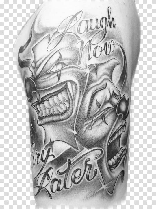 Joker Evil clown Tattoo Laughter, arm tattoo transparent background PNG clipart