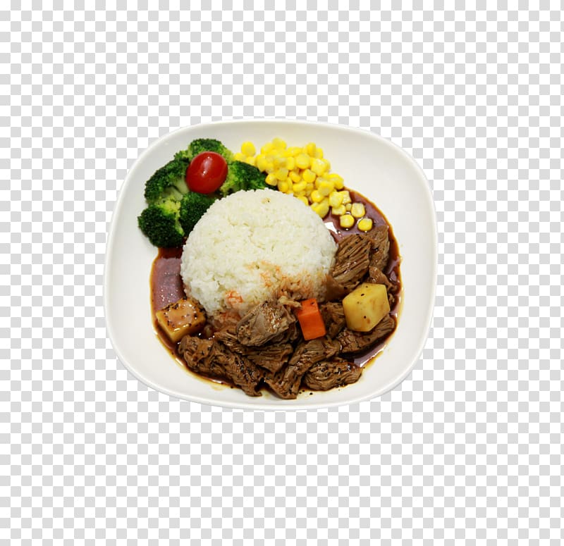 Asian cuisine Gyu016bdon Chicken curry Food Black pepper, Black Pepper Beef Rice transparent background PNG clipart