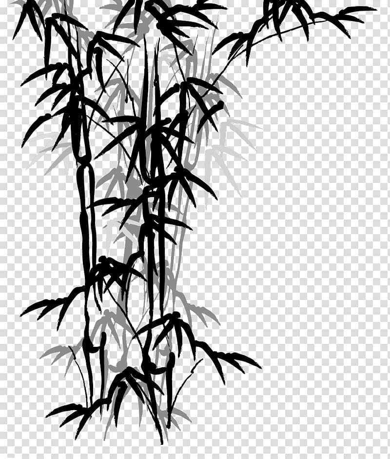 Bamboo painting Curtain Drawing, Hand-painted bamboo material bamboo ,Ink Bamboo transparent background PNG clipart