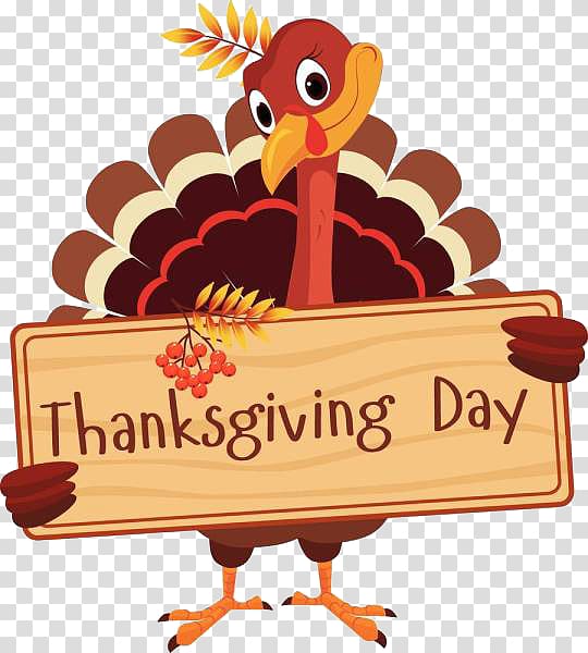 brown bird illustration, Thanksgiving dinner , Thanksgiving turkey holding information card transparent background PNG clipart