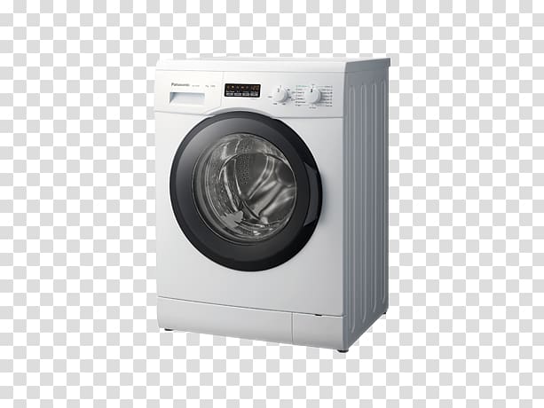 Washing Machines Panasonic NA-148VB3, Washing machine, freestanding, width: 59.7 cm, depth: 58.2 cm, height: 84.5 cm, front loading, 60 litres, 8 kg, 1400 rpm, white/dark grey Clothes dryer, Haier Washing Machine transparent background PNG clipart