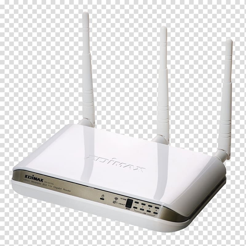 Wireless router Edimax BR-6574N 300Mbps Wireless 802.11b/g/n Gigabit Broadband Router with Built-in 1WAN 4LAN 10/100/1000Mbps Gigabit Ethernet Ports DSL modem, wired router transparent background PNG clipart