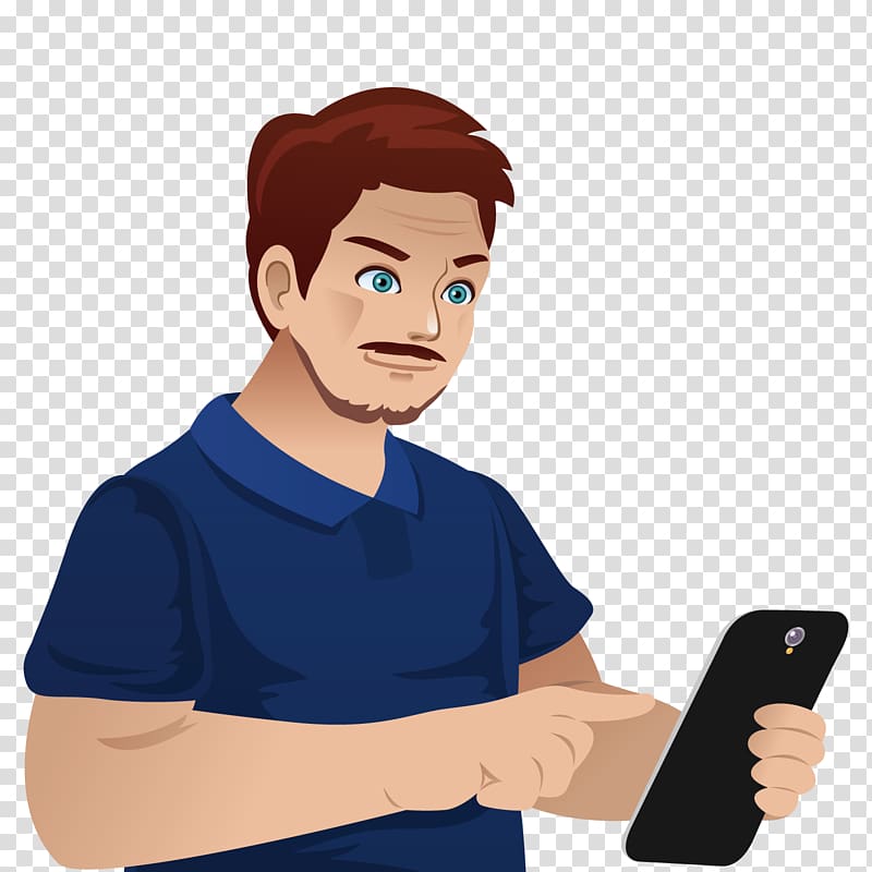 man holding smartphone , Mobile Phones Cartoon Telephone, Play the man on the phone transparent background PNG clipart
