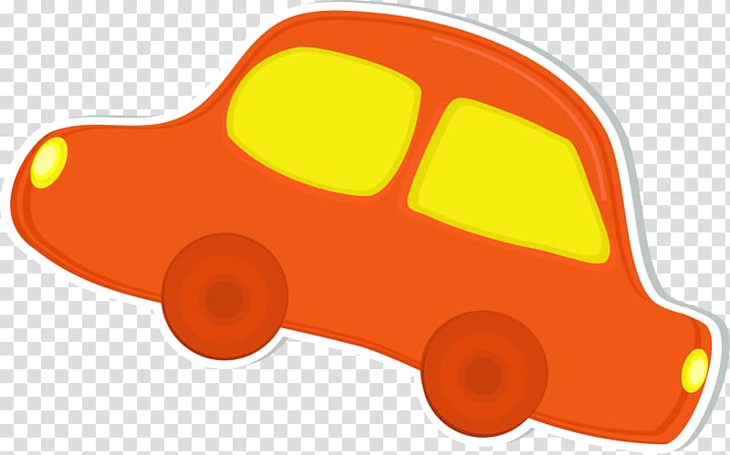 Car , Hand painted orange sedan transparent background PNG clipart