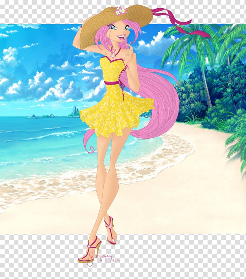 Cartoon Barbie, summer. summer time transparent background PNG clipart