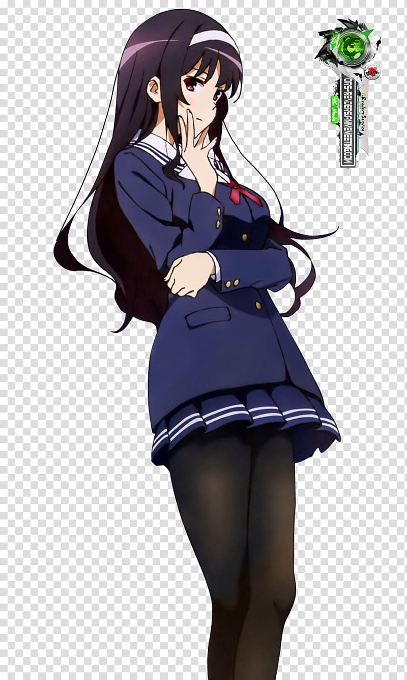 Saekano: How to Raise a Boring Girlfriend School uniform プレシャスメモリーズ Anime Black hair, Saekano transparent background PNG clipart