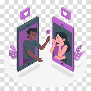 illustration, Online dating, couple, phone, internet, love, date, online, app, people transparent background PNG clipart thumbnail