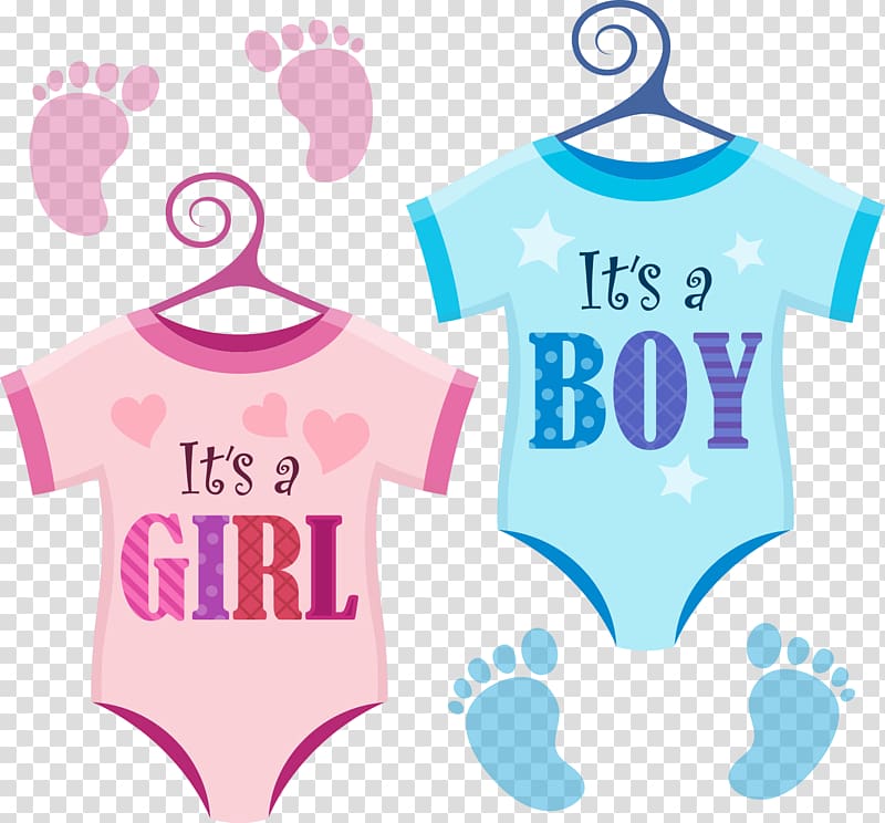 Girl Boy Infant Illustration, Baby girl baby suit, baby's pink and blue clothes illustration transparent background PNG clipart