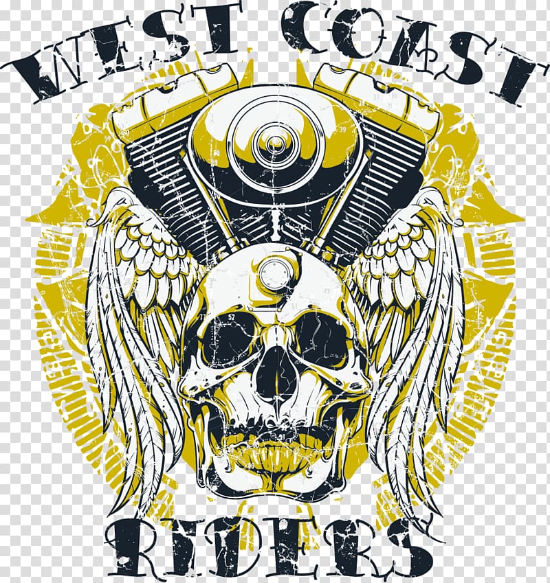 T-shirt West Coast of the United States , skull print transparent background PNG clipart