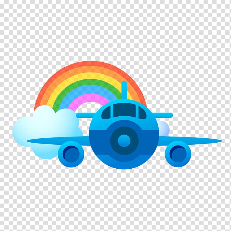 Airplane Aircraft , Rainbow airplane model transparent background PNG clipart