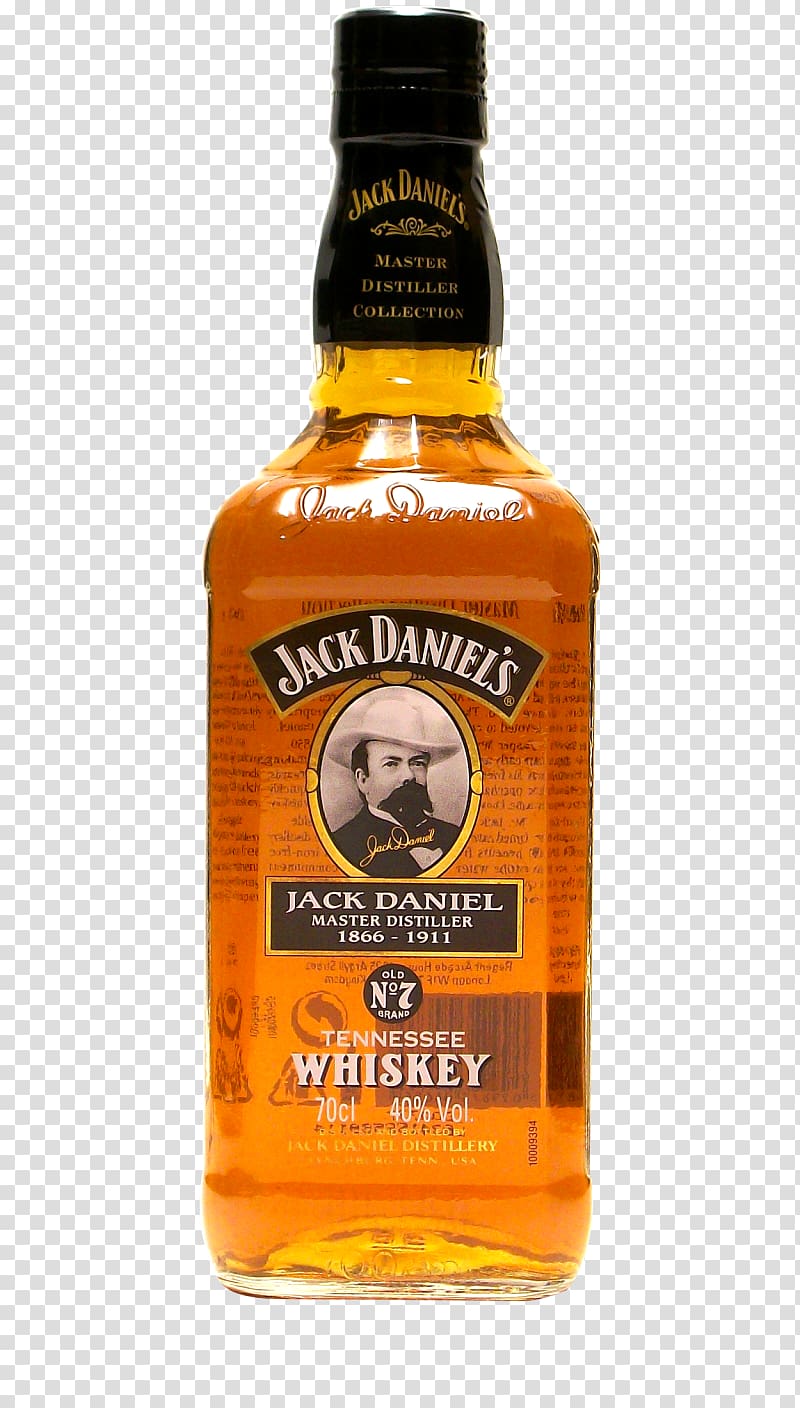 Tennessee whiskey Jack Daniel\'s Distilled beverage Bourbon whiskey, bottle transparent background PNG clipart