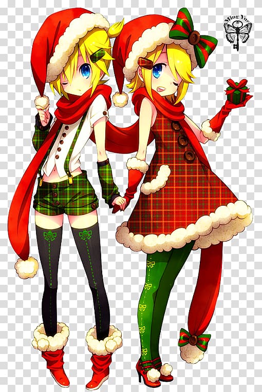 Kagamine Rin/Len Christmas elf Vocaloid Christmas Day, yue transparent background PNG clipart
