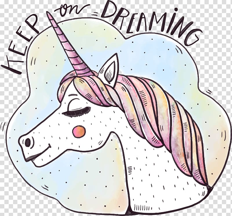 unicorn illustration with text overlay, Unicorn Rainbow Euclidean Illustration, Cute animal hand painted watercolor transparent background PNG clipart