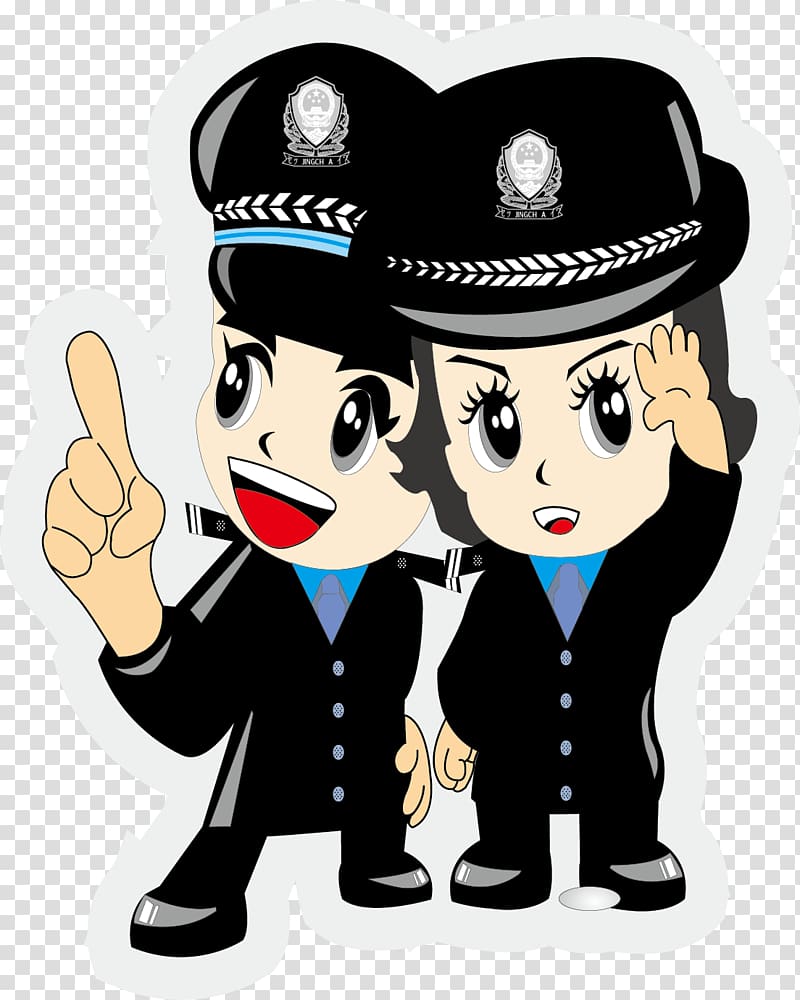 Police officer Cartoon Chinese public security bureau Firefighter, Beautiful handsome special police transparent background PNG clipart