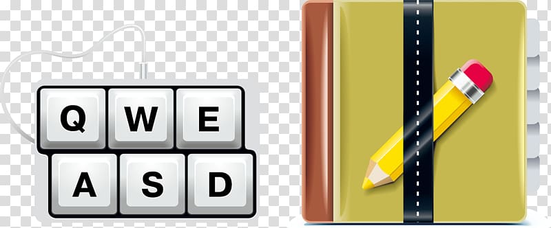 Computer keyboard Icon, Book and pencil material transparent background PNG clipart