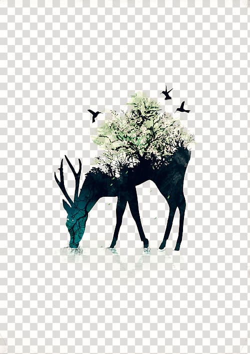 Art Drawing Graphic design Illustration, Deer transparent background PNG clipart