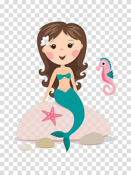 green tail mermaid on rock and brown seahorse illustration, Ariel Mermaid Cartoon Drawing, Mermaid transparent background PNG clipart