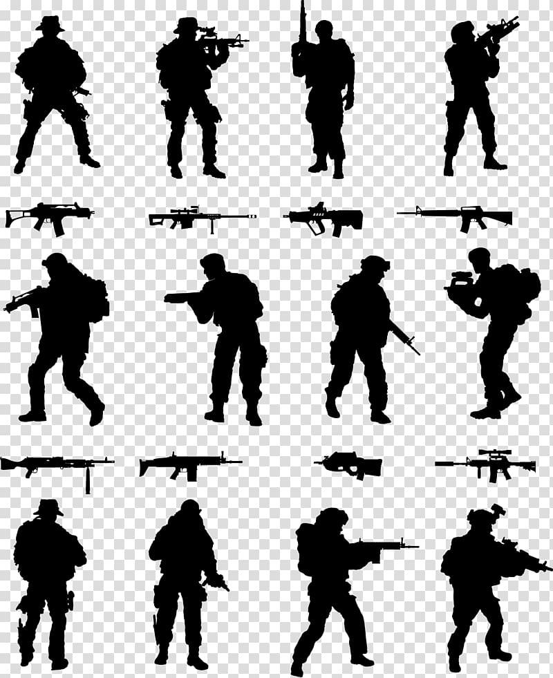 silhouette of man, Soldier Silhouette , Ink soldier transparent background PNG clipart