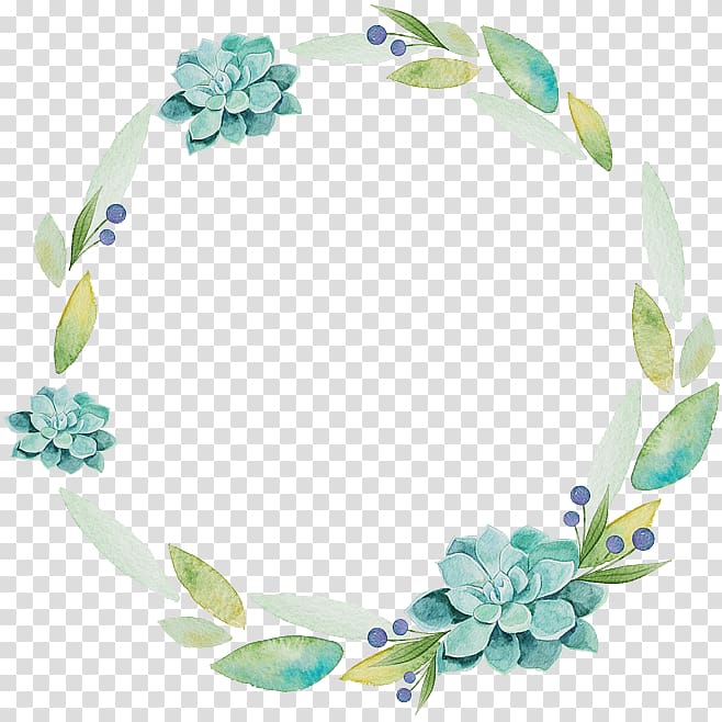 green leafed plant frame , Watercolor painting Flower Wreath Paper, flower transparent background PNG clipart