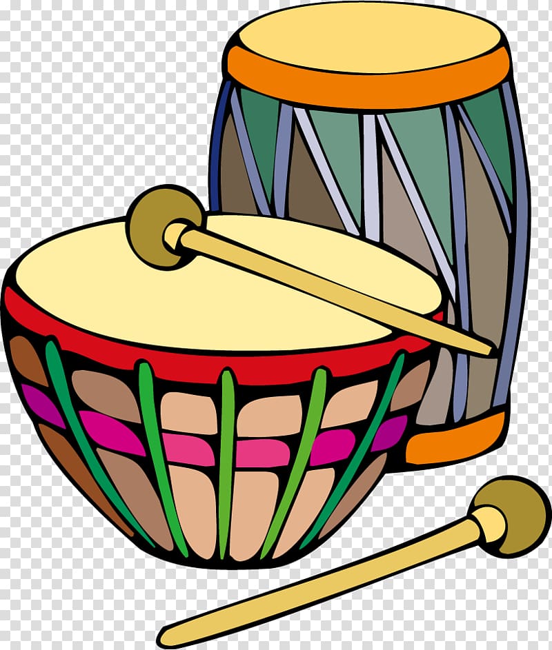 Tabla drum illustration, Bongo drum , Cartoon color drum transparent background PNG clipart