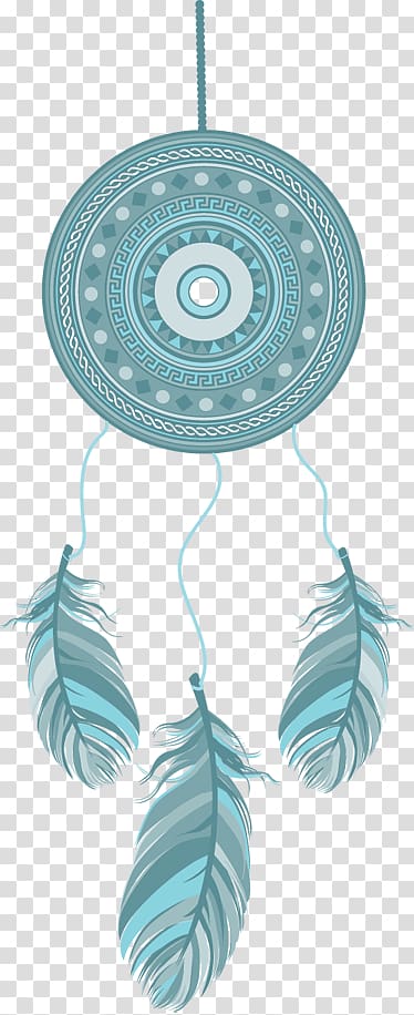 Dreamcatcher Blue Amulet Sticker, boho feathers transparent background PNG clipart