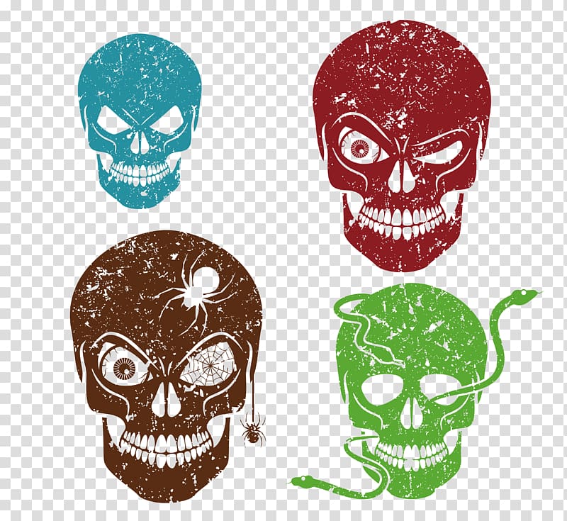 T-shirt u9ab7u9ac5 , Various skull expression collection transparent background PNG clipart