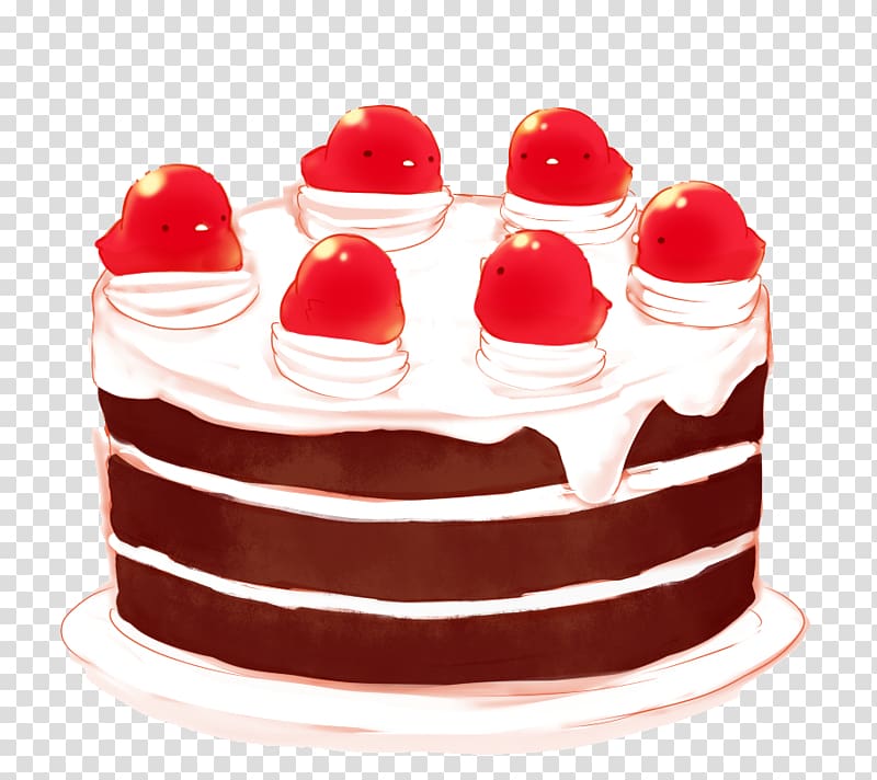 Food Black Forest gateau Cream Masala chai Cake, Strawberry cake chick transparent background PNG clipart