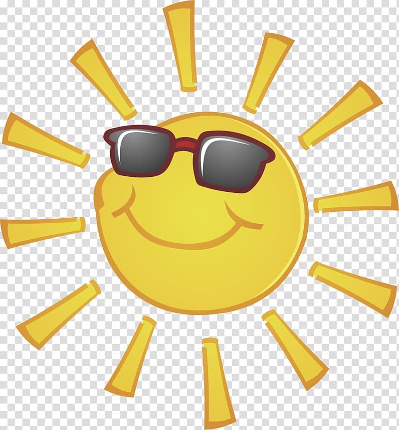 Sun with sunglasses transparent background PNG clipart