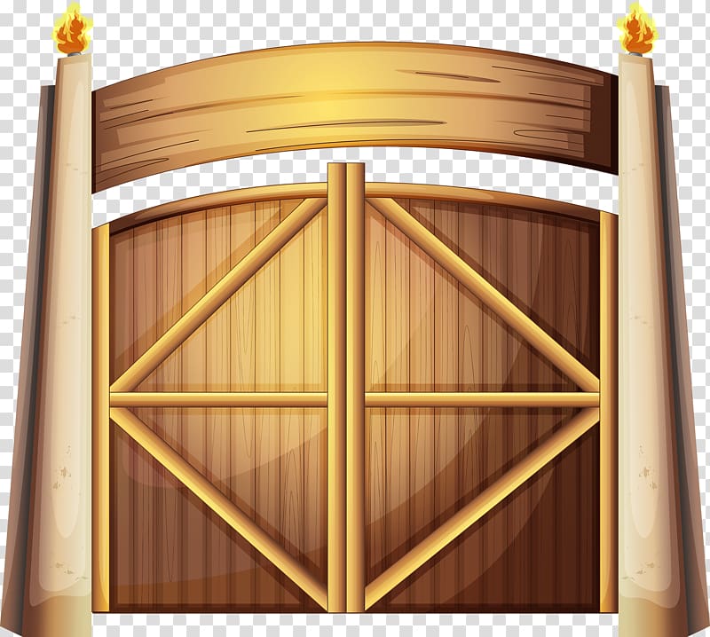 Gate Cartoon Illustration, Cottage door transparent background PNG clipart