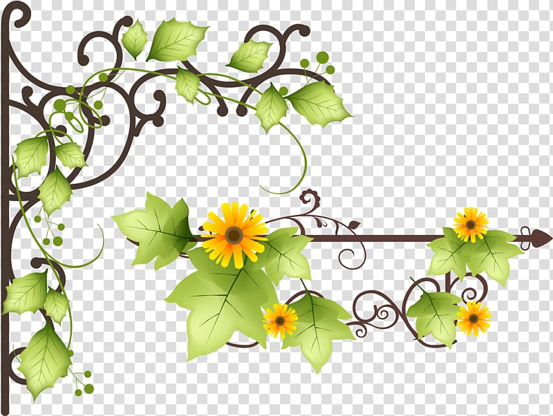 green and yellow floral , Poster green flower background element transparent background PNG clipart