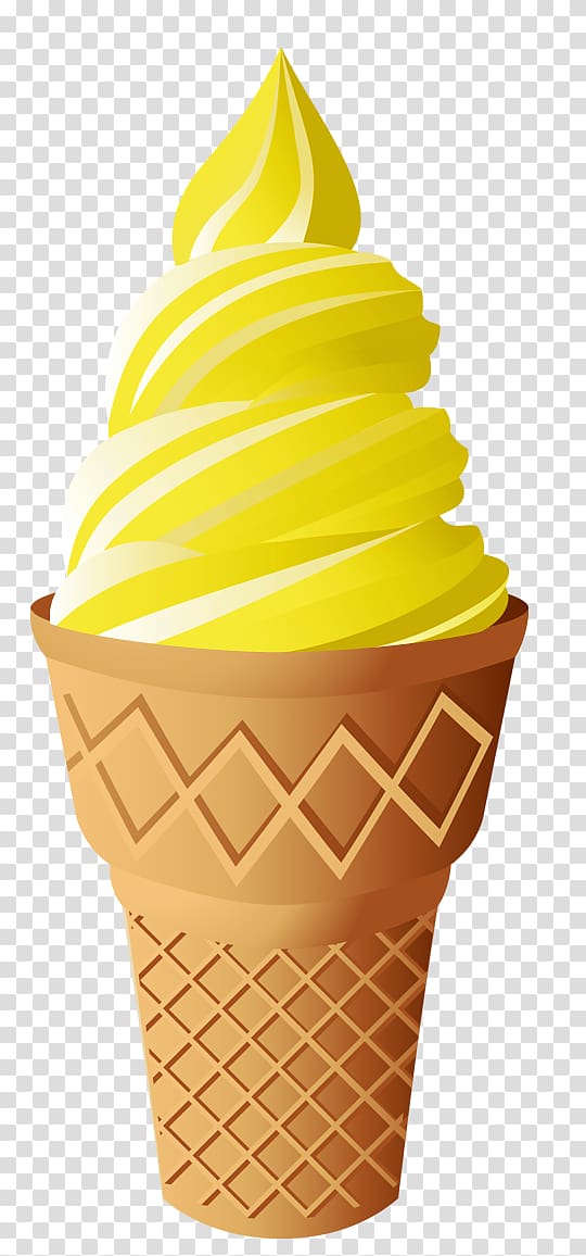 Ice Cream Cones Sundae Slush, retro sunbeams with yellow stripes transparent background PNG clipart