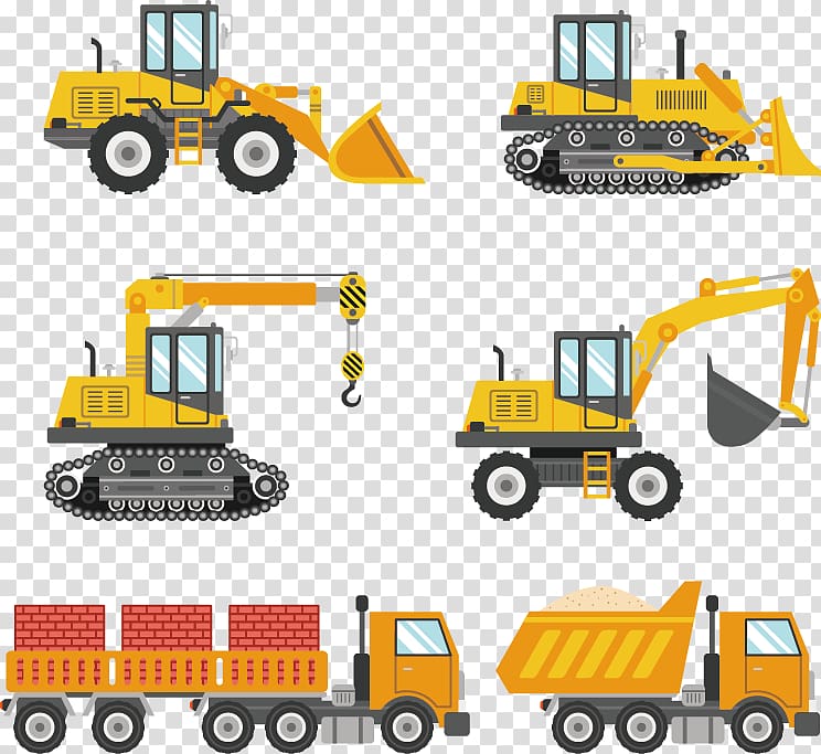Sticker Excavator Wall decal Truck, Hand-painted work vehicle transparent background PNG clipart