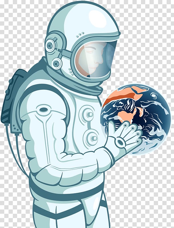 Astronaut Drawing Illustration, Holding Earth astronaut transparent background PNG clipart