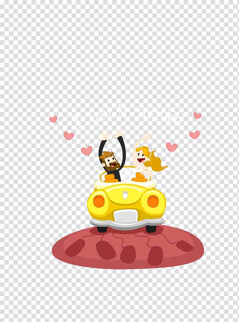 Bride , yellow wedding car on the bride and groom transparent background PNG clipart