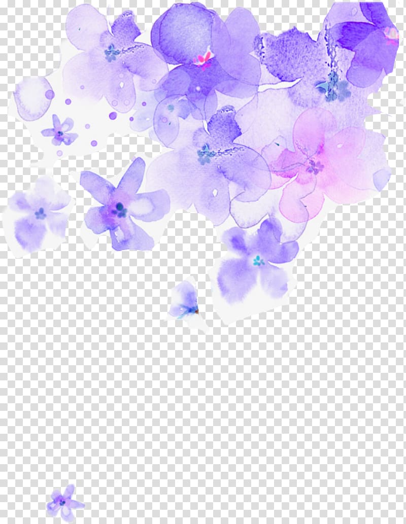 Poster, Watercolor Flower Purple transparent background PNG clipart
