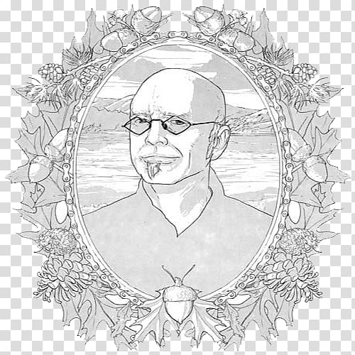 White Sketch, White frame old man transparent background PNG clipart